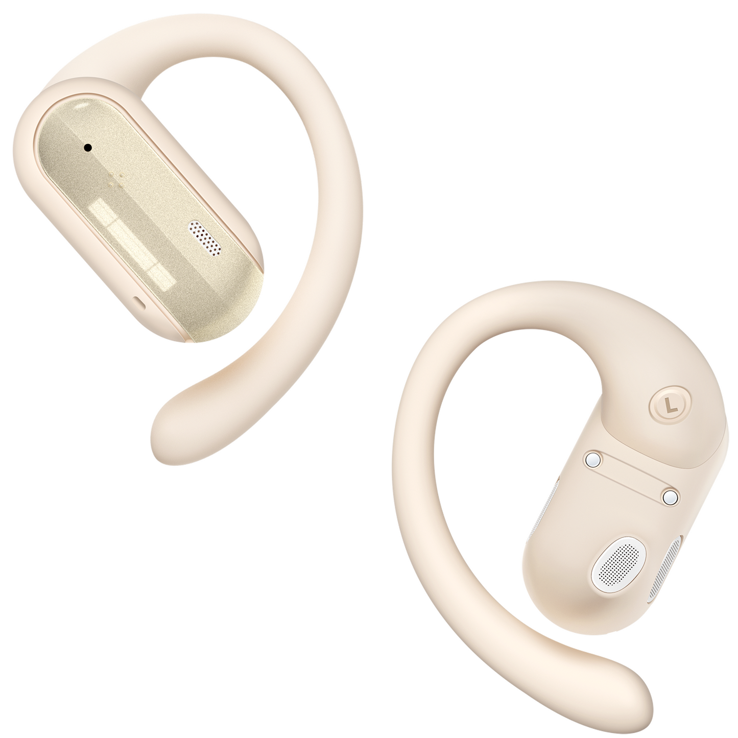 TAGRY Open Ear Headphones Wireless Earbuds 40HRS Playtime Fast Charging Headphone Digital Display Earphones with Ergonomic Earhook IPX7 Waterproof Ear Buds for Running Workout Beige