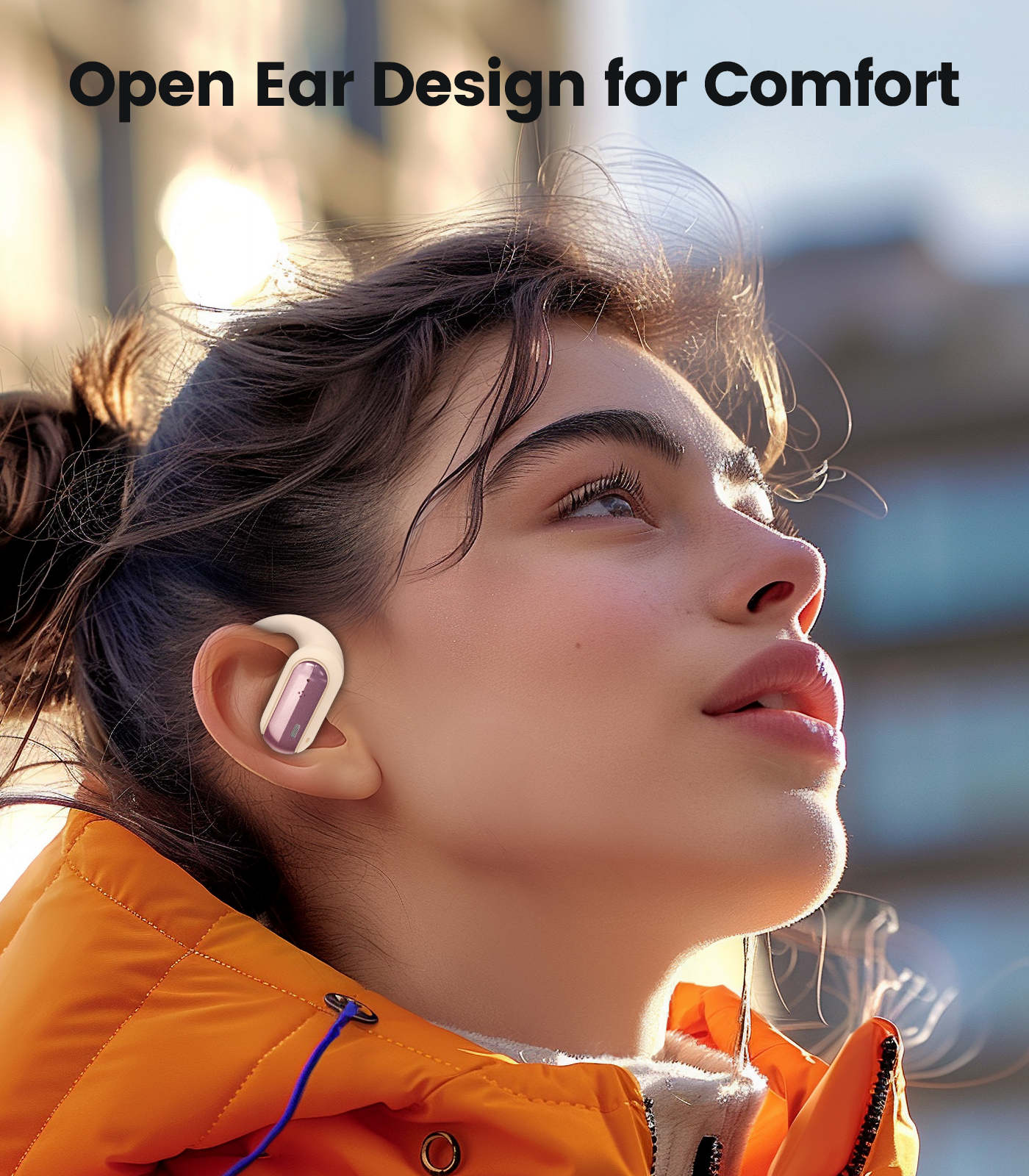 TAGRY Open Ear Earbuds Wireless Headphones 40HRS Playtime Fast Charging Digital Display Open Ear Headphones with Ergonomic Earhook IPX7 Waterproof Bluetooth 5.4 Ear Buds for Running Workout Rose Gold