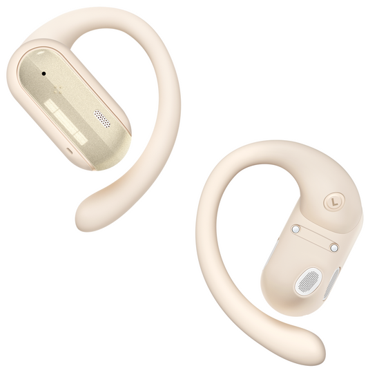 TAGRY Open Ear Earbuds Wireless Headphones 40HRS Playtime Fast Charging Digital Display Open Ear Headphones with Ergonomic Earhook IPX7 Waterproof Bluetooth 5.4 Ear Buds for Running Workout Beige